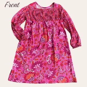 Hanna Andersson Valentine Floral Orange Cranberry pink long sleeve smocked NEW